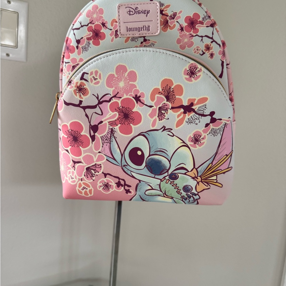 DISNEY Loungefly Stitch and Scrump  Cherry Blossom Flowers Mini Backpack NWT
